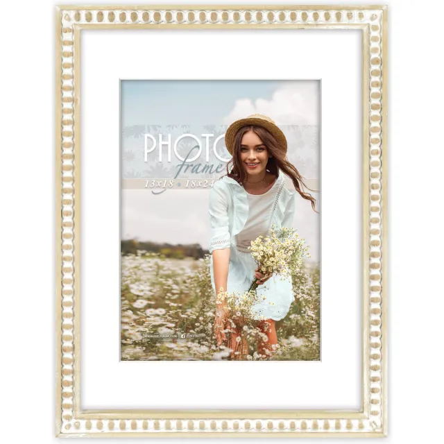 Zep Houten Fotolijst Coira Bruin / Wit met Passe-Partout voor foto 13x18 / 18x24 - UT7218