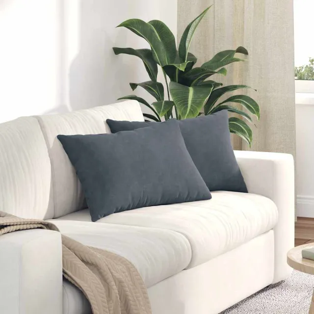 vidaXL Sofa Kussens 2 st fluweel Donkergrijs 60 x 40 cm