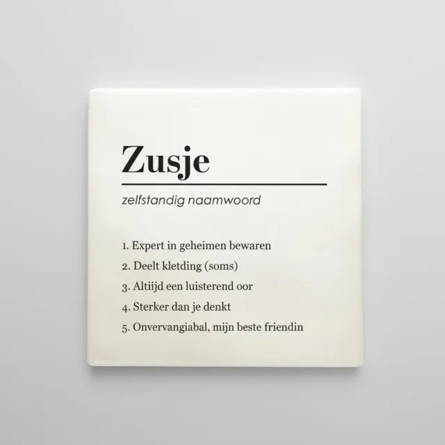 Nevolis Zusje Definitie Tegel – Lieve Familie Tekst Wanddecoratie – Keramische Tegel 15 × 15 cm Multi Color