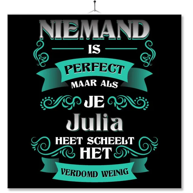 MC Living Tegel Met Opdruk | Kado | Cadeau | Niemand Is Perfect Maar Als Je Julia Heet Scheelt Het Verdomd Weinig Multi-Color