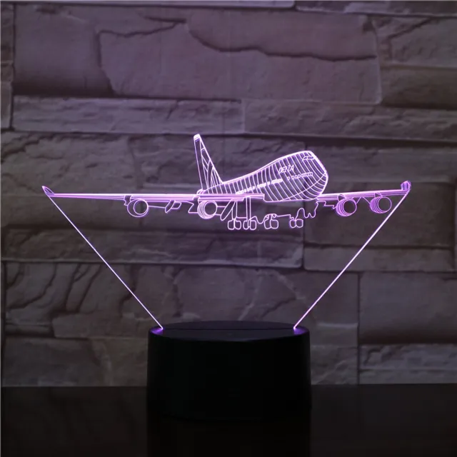 MC Living 3D Led Lamp Met Gravering - RGB 7 Kleuren - Vliegtuig
