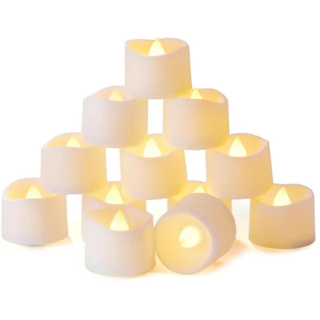GelldG 12 Stuks LED Kaarsen - Elektrische Vlamloze Theelichtjes - 20x4 cm - Zonder Timerfunctie - Geschikt voor Sfeerverlichting Thuis en Bijeenkomsten - Plastic - Batterijgevoed Wit