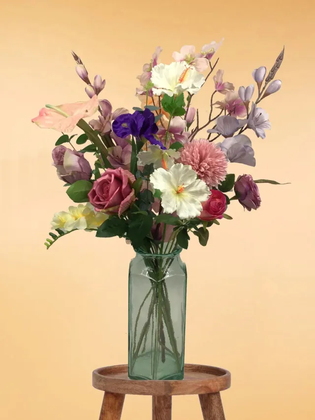 The Bloomistic Company The Bloomistic® – Zijden Boeket – 70-80 cm hoog – Kunstbloemen – 17 stelen – voor haar – moederdag cadeautje – moederdag – nepbloemen – housewarming cadeau – decoratie – decoratie woonkamer Pink Velvet