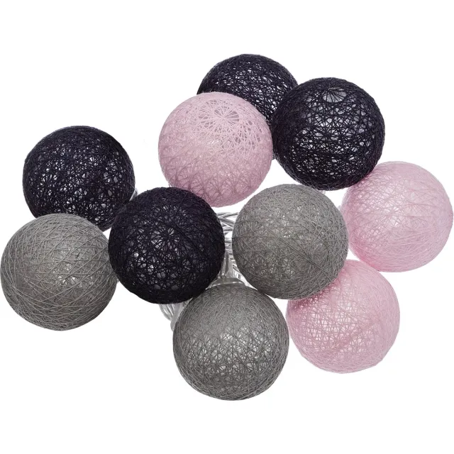 Atmosphera LED Lichtslinger - Batterijen niet inbegrepen - 10 ballen - o6cm - Grijs/Taupe/Paars OF Grijs
