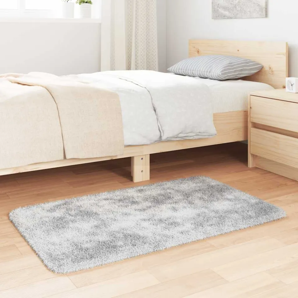 vidaXL Hoogpolig vloerkleed NAVARRA 60x100 cm polyester zilvergrijs, foto 3