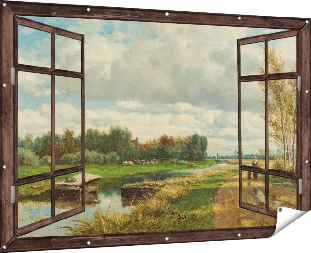 Gards Tuinposter Doorkijk Landschap in de Omgeving van Den Haag - Willem Roelofs - 180x120 cm - Tuindoek - Tuindecoratie - Wanddecoratie buiten - Tuinschilderij Multikleur