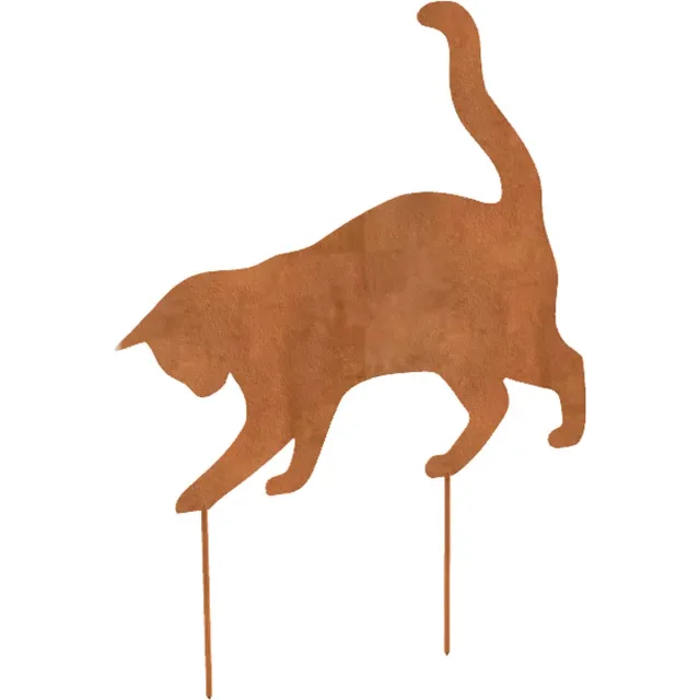 Industrial Garden Kat lopend cortenstaal - Tuindecoratie - 49cm breed - 45cm hoog Roestig