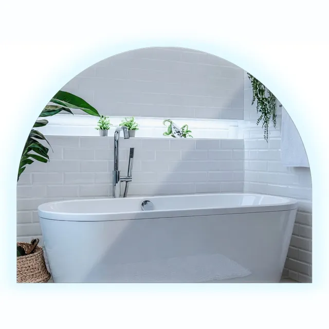Coloray LED Spiegel in Halfronde Vorm – Wandspiegel met Verlichting – Decoratieve LED Badkamerspiegel voor Badkamer en Slaapkamer – Moderne Verlichte Spiegel – 50x70 cm – Koudwit 6500K