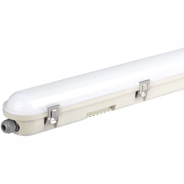 V-TAC Plafondlamp wit diffuser LED natte ruimte garageverlichting, werkplaats IP65 neutraal wit, kunststof, 1x LED 48W 5760lm 4000K, LxBxH 150x7,8x7,2 cm