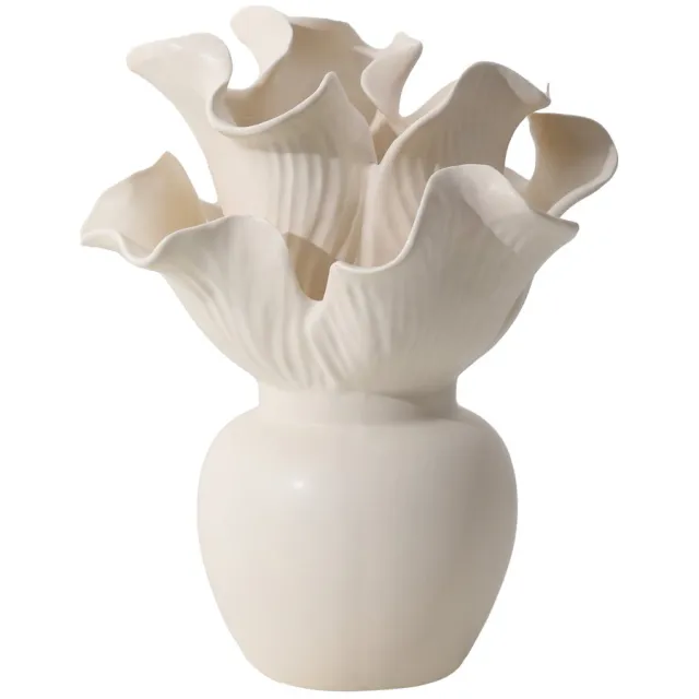 PTMD Elleen Cream Ceramic Organic Shaped Vase Wit