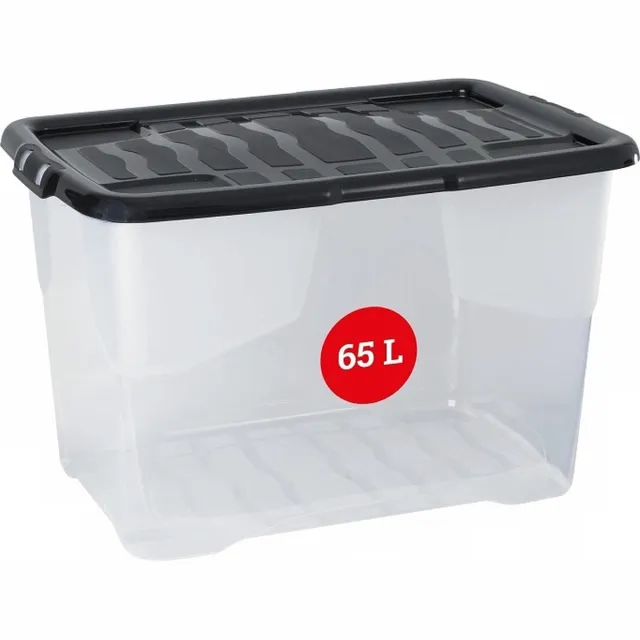 BOOXIES Doorzichtige opbergbox met deksel 65L | Stapelbaar | Transparant | Topkwaliteit