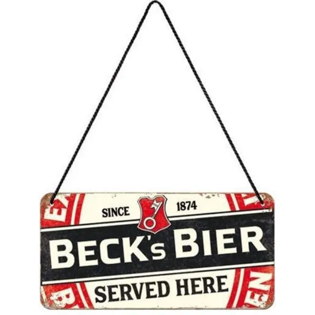 Beck's Hangend Beck's Bier Served Here Metalen Bord 10 x 20 cm Rood