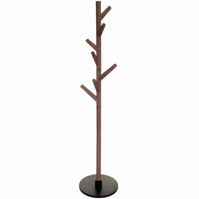 Atmosphera Kapstok - lichtbruin/zwart - hout - staand - 8 haken op verschillende hoogtes - 178 cm