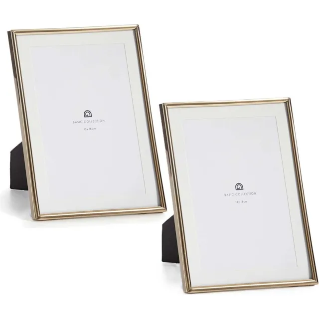 Giftdecor Fotolijstje voor 13 x 18 cm foto - 2x - goud - metaal - frame 15 x 20 cm - passe partout Goudkleurig
