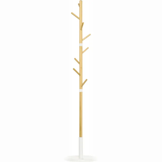 35.9 HOMCOM Kapstok - Bamboe - 37,8x37,8x175,6cm - Wit