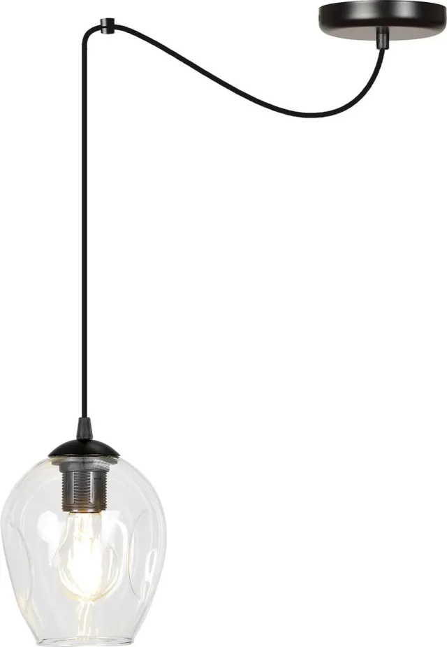 Emibig Malmo transparante 1L pendel E27 decentraliseerbaar - Perfect voor sfeervolle verlichting Zwartachtig