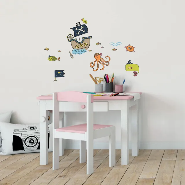 Ambiance Sticker Muurstickers - ZEEDIEREN EN PIRATEN - transparante zelfklevende achtergrond - 80x80cm Multi color