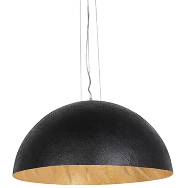 QAZQA Hanglamp Magna 70 zwart - goud "Zwart