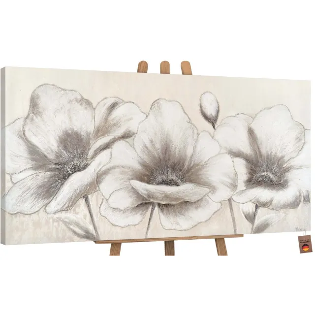 YS Canvas schilderij groot handgeschilderd bloemen II botanisch kleurrijk – YS-Art Gallery – Luxe wanddecoratie voor woonkamer – Modern schilderij voor slaapkamer en hal Without Floater Frame