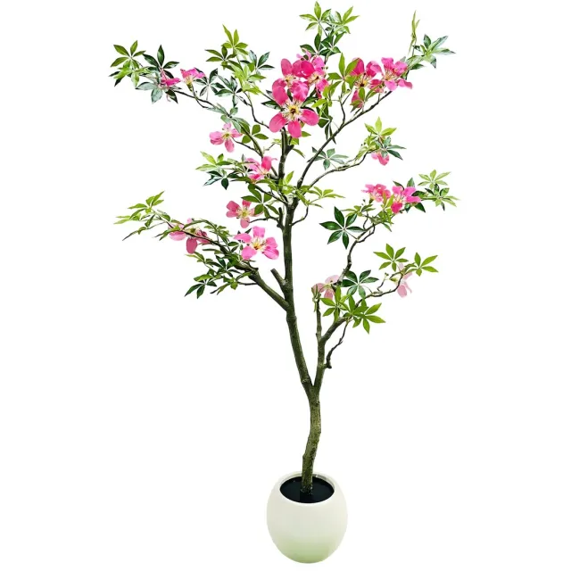 Happiq Kunstmatige Magnoliaboom - Voor Binnen & Buitenveranda - Decoratieve Kunstplant - Roze Bloesem - Pinke-150cm