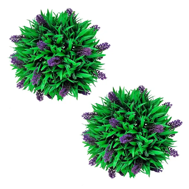 vidaXL 2-delige Kunstbuxussenset bolvormig met lavendel 28 cm Groen