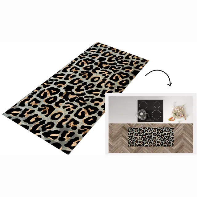 KitchenYeah Keukenloper - Loper keuken - Panterprint - Bruin - Zwart - Chic - Keukenloper vinyl Multicolor