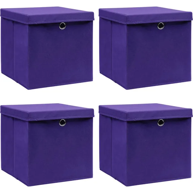 vidaXL Opbergboxen met deksel 4 st 32x32x32 cm stof paars