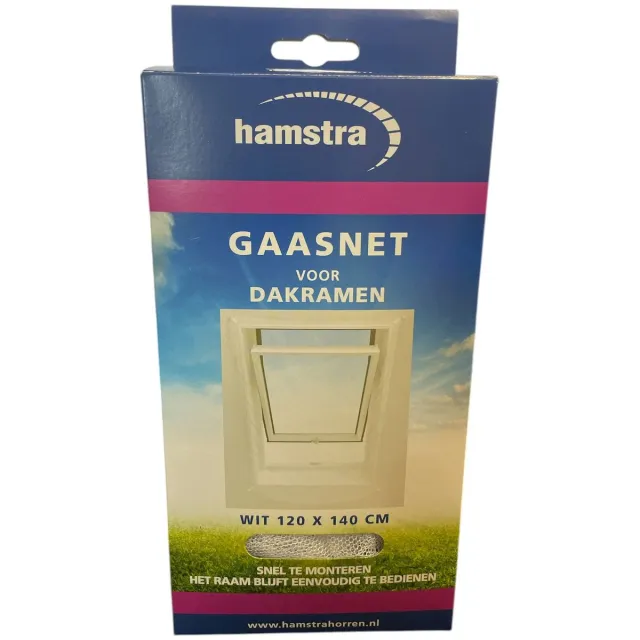 Hamstra gaasnet voor dakramen - wit - 120x140 cm - wasbaar - bevestigingsclips