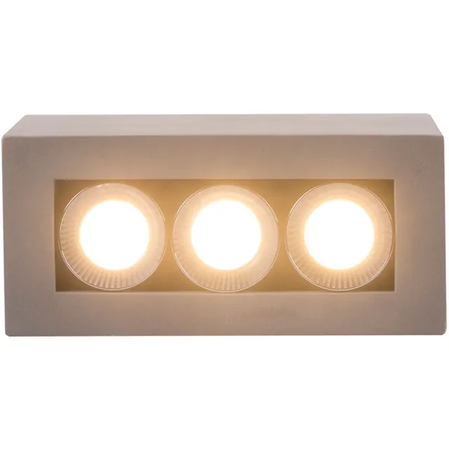 Globo Lighting Plafondlamp beton plafondspot 3 vlammen LED spot woonkamer licht grijs verchroomd, 6,6W 440Lm 3000K warm wit, LxBxH 12,2x5,6x10 cm