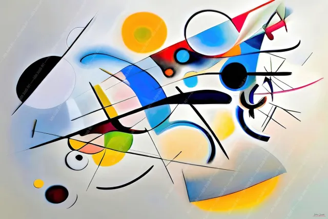 John Joseb Art (Glas) 60x40 | Abstract in Kandinsky stijl - kleurrijk- felle kleuren - kunst woonkamer slaapkamer | rood, geel, blauw, oranje, roze, groen, modern | Foto-schilderij-glasschilderij-acrylglas-acrylaat-wanddecoratie Acrylglas, dikte 5 mm