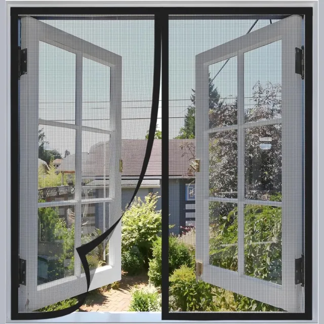 VHV Magnetische Raamhor 120 x 140 cm - Zelfsluitend Insectengaas met Middenmagneet - Hor voor Ramen met Klittenband - Fijnmazig Muggenhor - Zwart