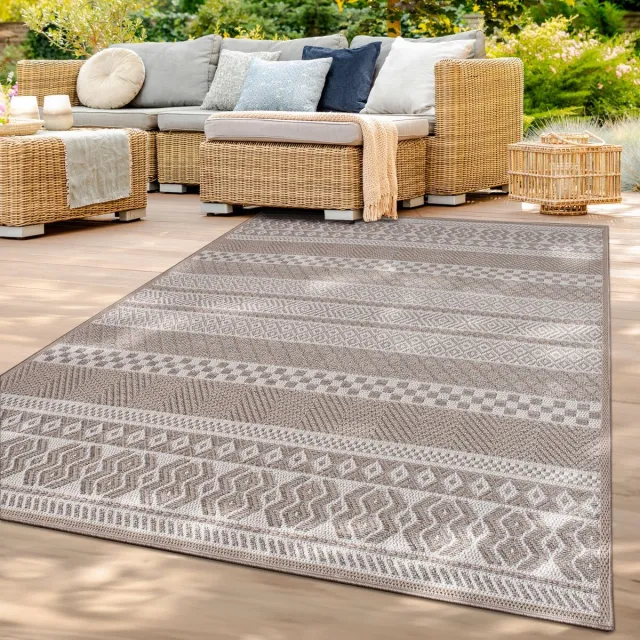 TT Home Binnen- en buitentapijt weerbestendig balkon keuken woonkamer tapijt 120 x 160 cm Rond 120 x 160 cm Rond beige