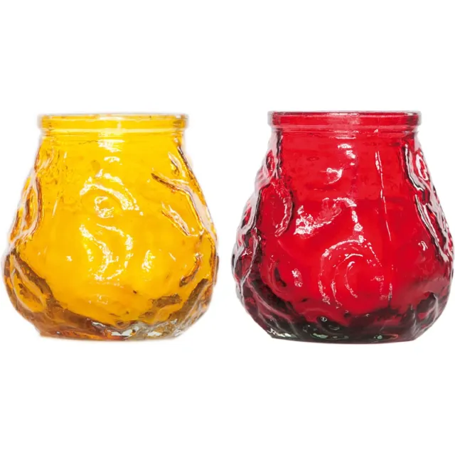 Cosy&Trendy Cosy & Trendy Lowboy tafelkaarsen set - 4x 7 cm - rood - geel - binnen en buiten Multi