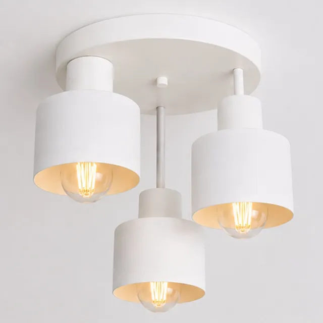 ZoeZo Design ZoeZo Industriële Plafondlamp 3-lichts - Plafond verlichting - Plafonnière - 3 x E27 - Metaal - Exclusief Lichtbronnen - Wit