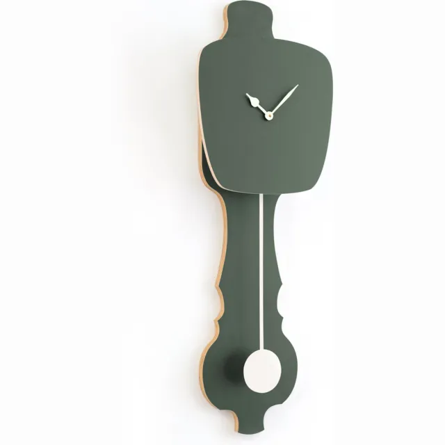 Kloq Wandklok met Pendule - Batterijen Inbegrepen - Wanddecoratie - Quartz Beweging - Niet-Tikkend Batterij Aangedreven - Perzik Pastel en Neon Oranje - Groot Mist Groen & Wit