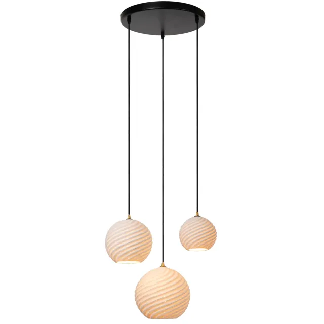 Lucide BINA - Hanglamp - Ø 40 cm - 3xE27 - Wit Wit, Zwart
