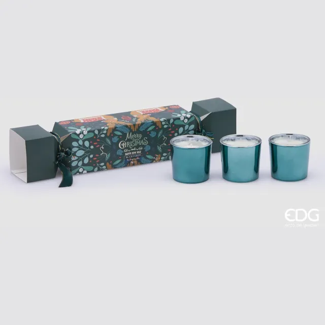 Enzo De gasperi - EDG EDG - Enzo De Gasperi - Giftset van 3 vrolijke geurkaarsjes Zwart Woud H5cm groen