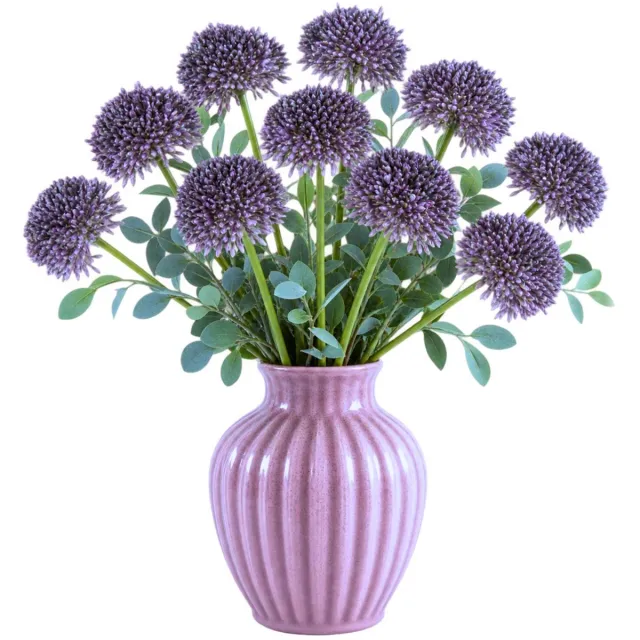 Bellatio Design Sierui Globemaster kunstbloem - 10x - losse stelen - paars - 44 cm - Natuurlijke uitstraling