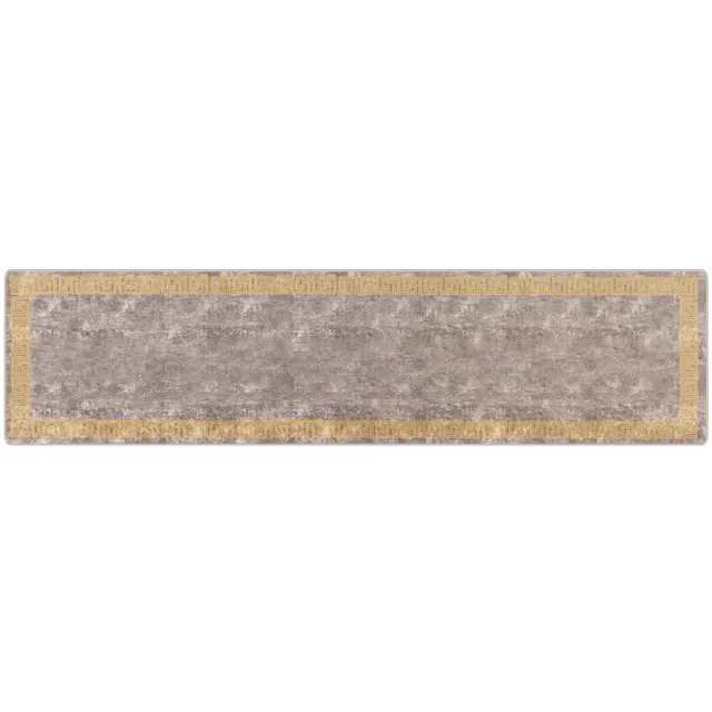 vidaXL Tapijt - Runner - MARSA - Grijs - en - Goud - 100 - x - 400 - cm - Polyester - en - PVC