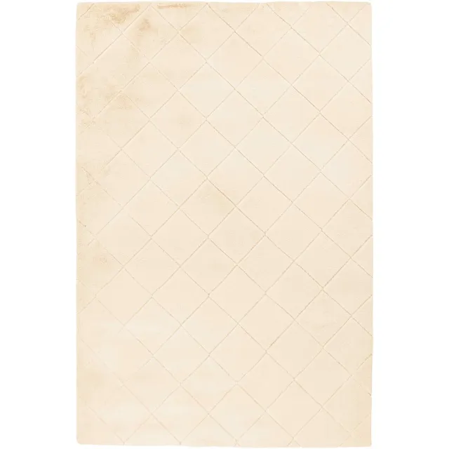 Padiro knus hoogpolig shaggy vloerkleed 80 x 150 cm - crème / offwhite - modern geometrisch patroon - voor vloerverwarming - van polyester en katoen beige