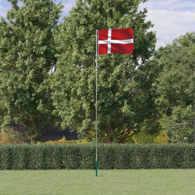 vidaXL Vlag met vlaggenmast Denemarken 5,5 m aluminium Meerkleurig