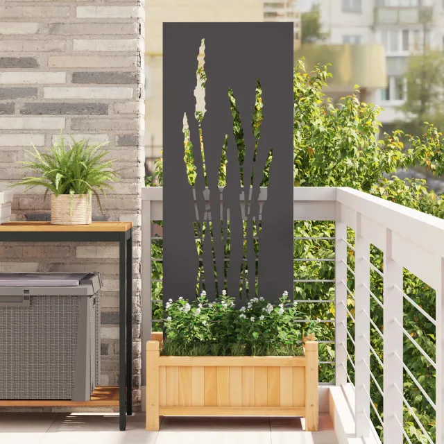 vidaXL Tuin Privacy Screen Bloemen Zwart 50 x 140 cm Koudgewalst staal