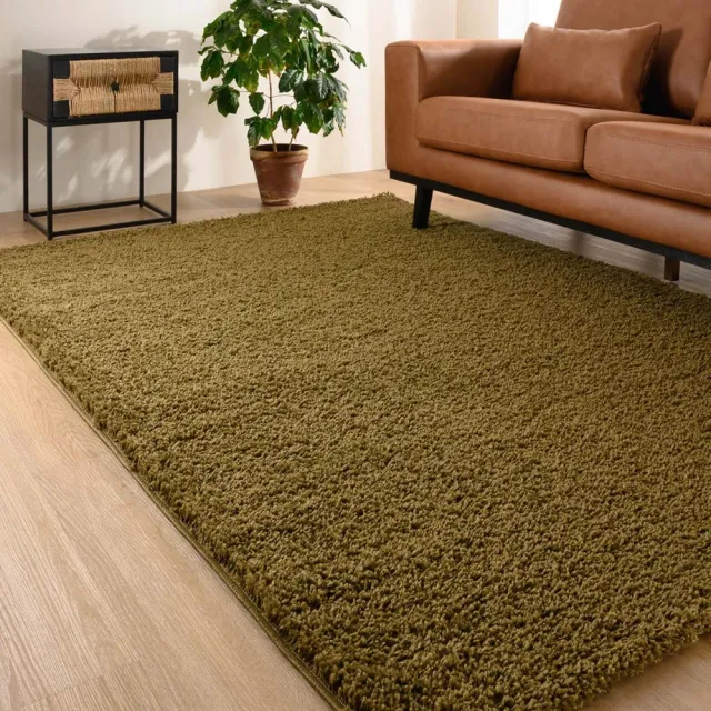 Tapeso Hoogpolig vloerkleed - Shaggy Trend olijfgroen 240x340