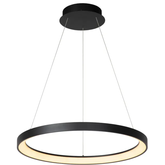 Lucide hanglamp Vidal (Ø58 cm) Zwart, Opaal