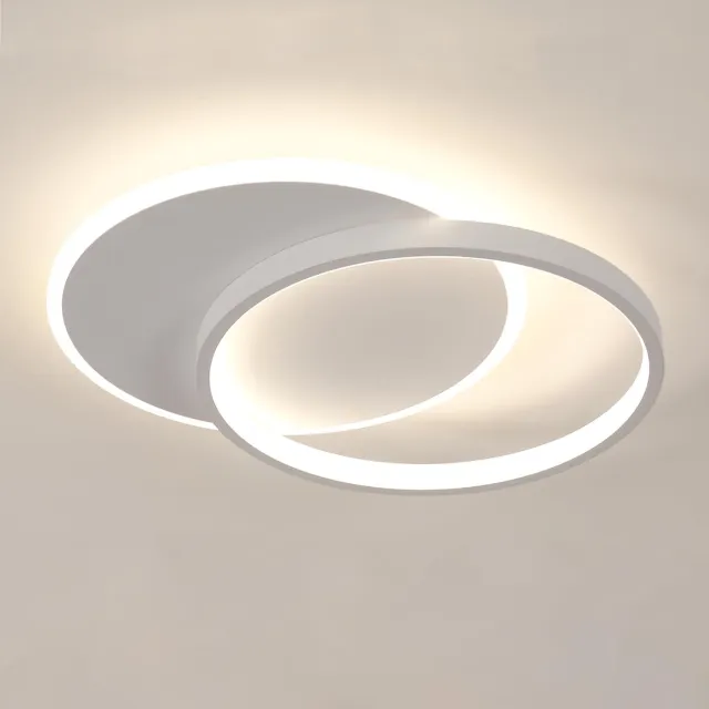 Riserva Modern, Minimalistisch - Plafondlamp - Wit - 2-lichts - IJzer+Aluminium+Acryl - Studiekamer, Slaapkamer, Keuken, Woonkamer, Eetkamer