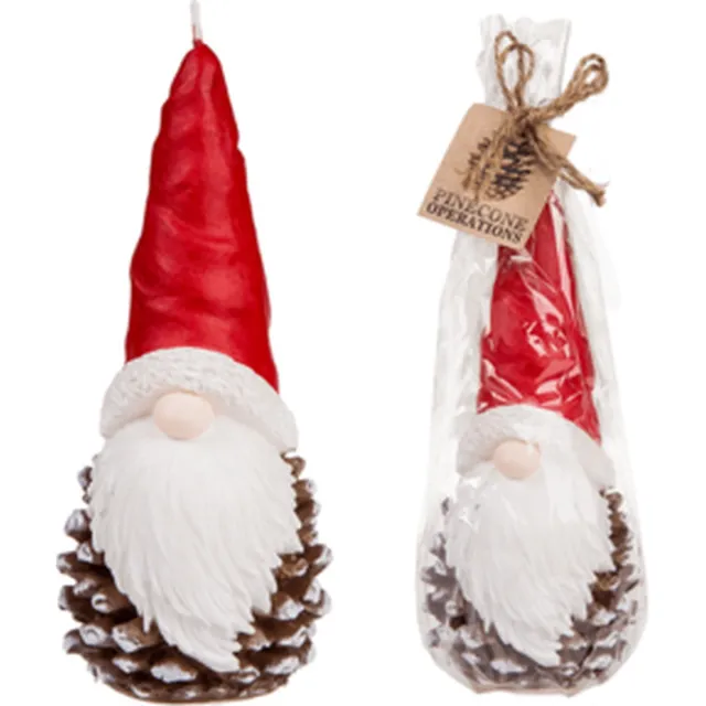 kindercrea Kaars, Kerstelf Gnome , Gnoom, ca. 17 x 7,5 cm wit/rood