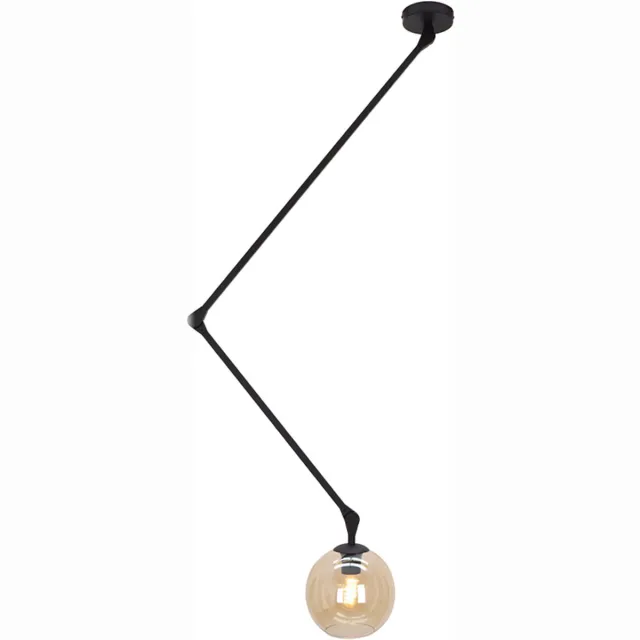 Olucia GIADA - Plafondlamp - Zwart / Amber - Vorm: Rond