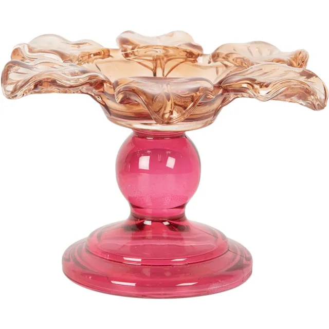 Clayre & Eef Waxinelichthouder Ø 14x9 cm Oranje Glas