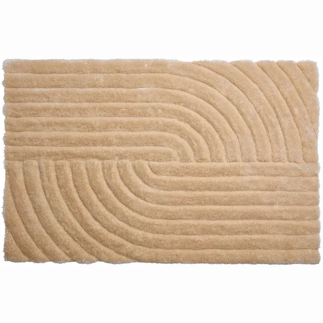 Vente-unique Hoogpolig shaggy vloerkleed met reliëf - 160 x 230 cm - Donkerbeige - MERISA