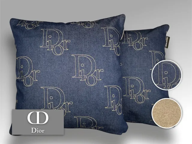 Diva Novita Dior Paris - Kwaliteits sierkussen gemaakt van originele Dior denim stof blauw